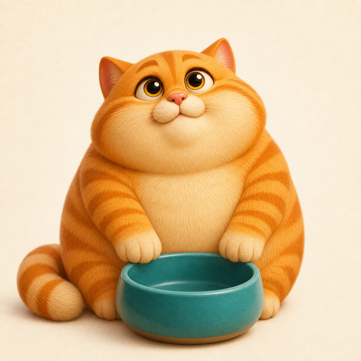 一只等待投喂的胖橘猫
